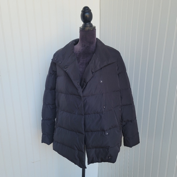 J Jill Women's Black Quilted 80% Down Puffer Coat Jacket Snap Sz XS - Picture 2 of 13